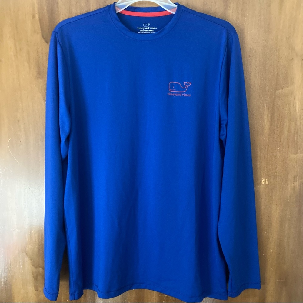 Vineyard Vines Royal Blue Long Sleeve Tee with Pink Whale Logo